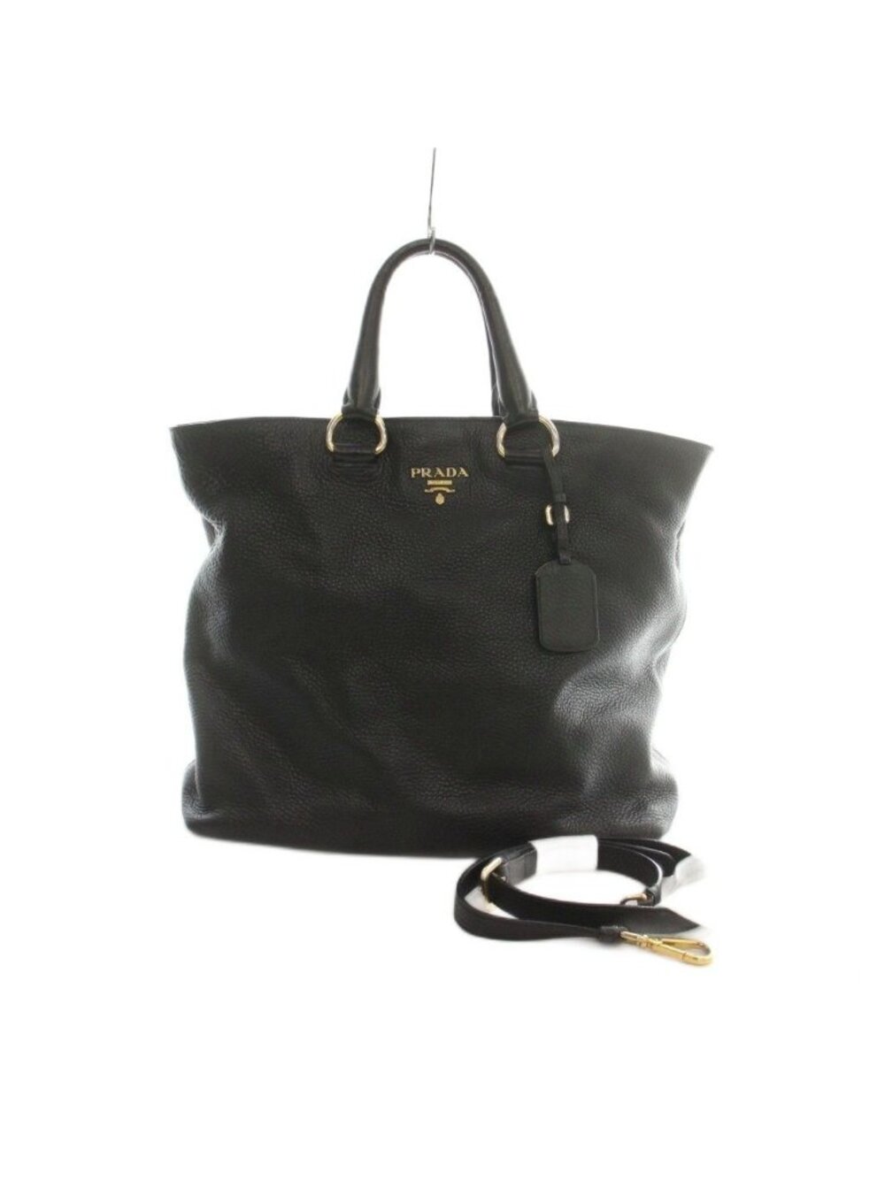 Prada Vitello Phenix 2-Way Tote Shoulder Bag Leather Navy